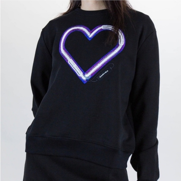 Carven Black Electri Heart Sweatshirt Size XS - Picture 1 of 7